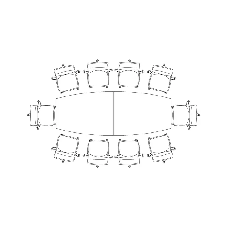 10P Curve Table DWG CAD block thumbnail — office drawing