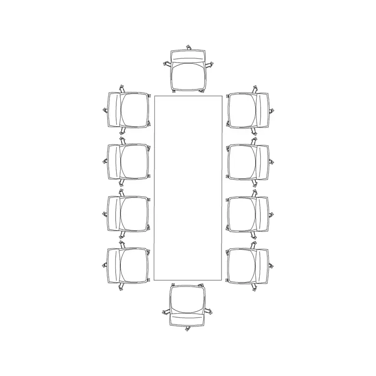 10P Rec Long Table DWG CAD block thumbnail — office drawing