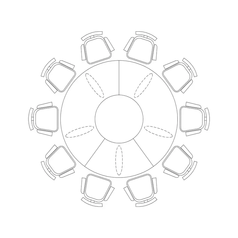 10P Round Table DWG CAD block thumbnail — office drawing