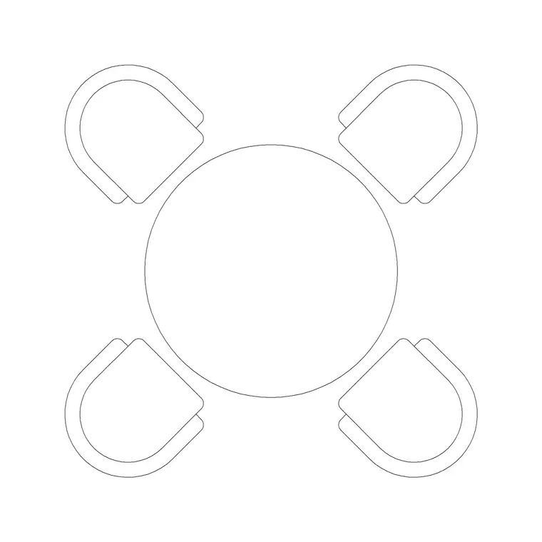 1000mm Dia Circular Table 4P Type A DWG CAD block thumbnail — furniture drawing