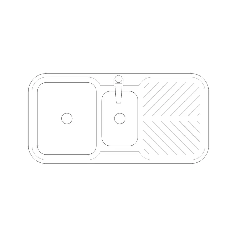 1000mm Sink Double Pv Type B DWG CAD block thumbnail — sinks & faucets drawing