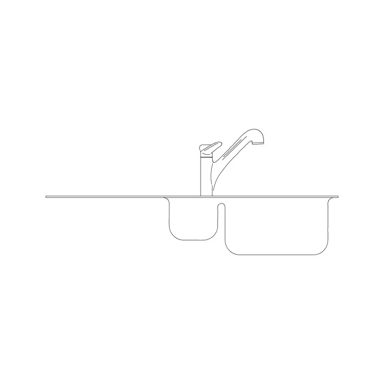 1000mm Sink Elevation Double DWG CAD block thumbnail — sinks & faucets drawing