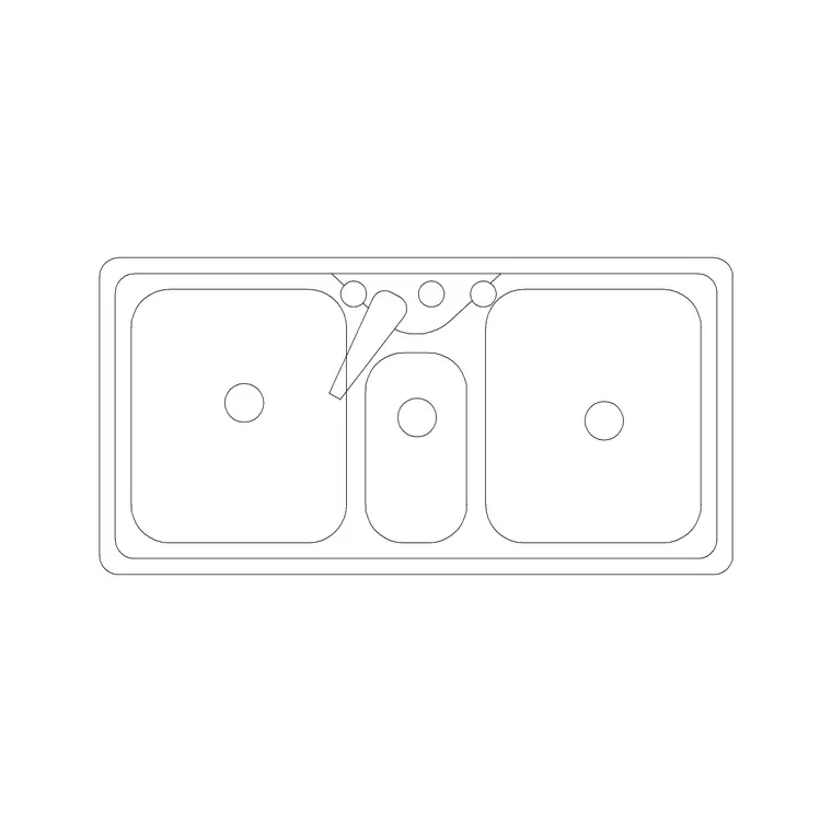 1000mm Sink Triple Pv Type B DWG CAD block thumbnail — sinks & faucets drawing