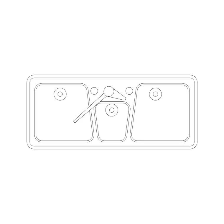 1000mm Sink Triple Pv Type C DWG CAD block thumbnail — sinks & faucets drawing