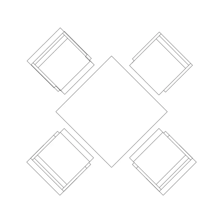 1000mm Table 4P DWG CAD block thumbnail — furniture drawing