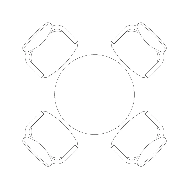 1020mm Dia Table 4P DWG CAD block thumbnail — furniture drawing