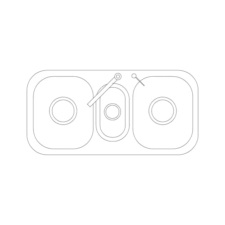 1020mm Sink Triple Pv DWG CAD block thumbnail — sinks & faucets drawing