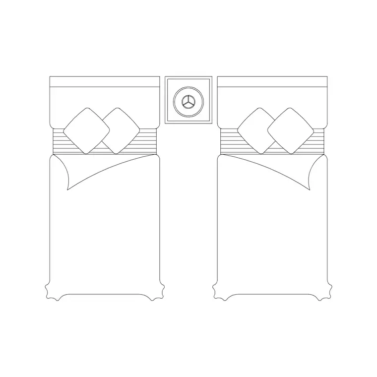 1050X2080 Single Bed 2P With Common Side Table DWG CAD block thumbnail — bedroom drawing