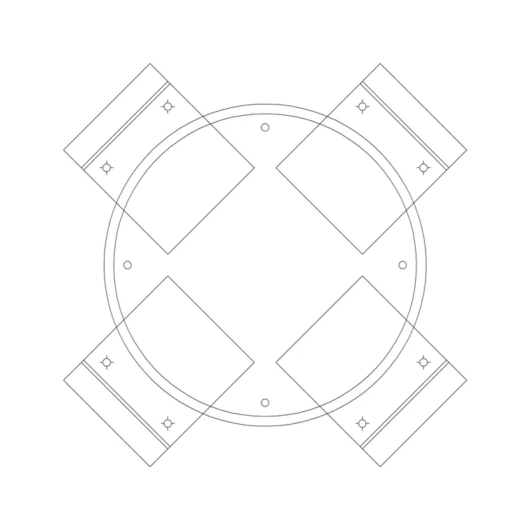 1060mm Dia Circular Table 4P DWG CAD block thumbnail — furniture drawing