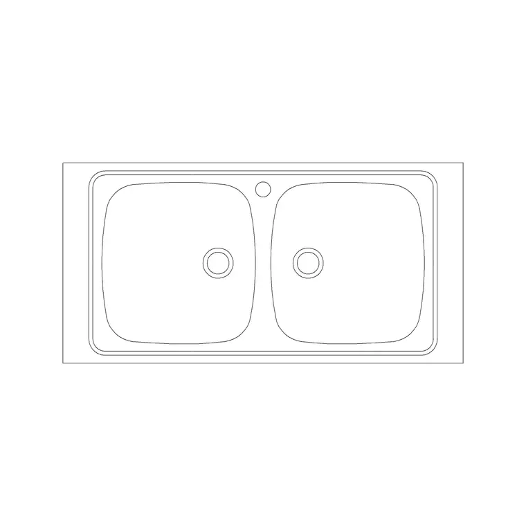 1100mm Sink Double Pv Type D DWG CAD block thumbnail — sinks & faucets drawing