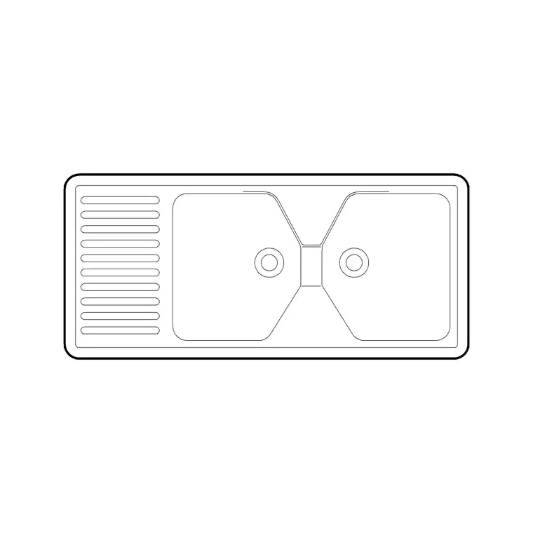 1120mm Sink Double Pv Rec DWG CAD block thumbnail — sinks & faucets drawing