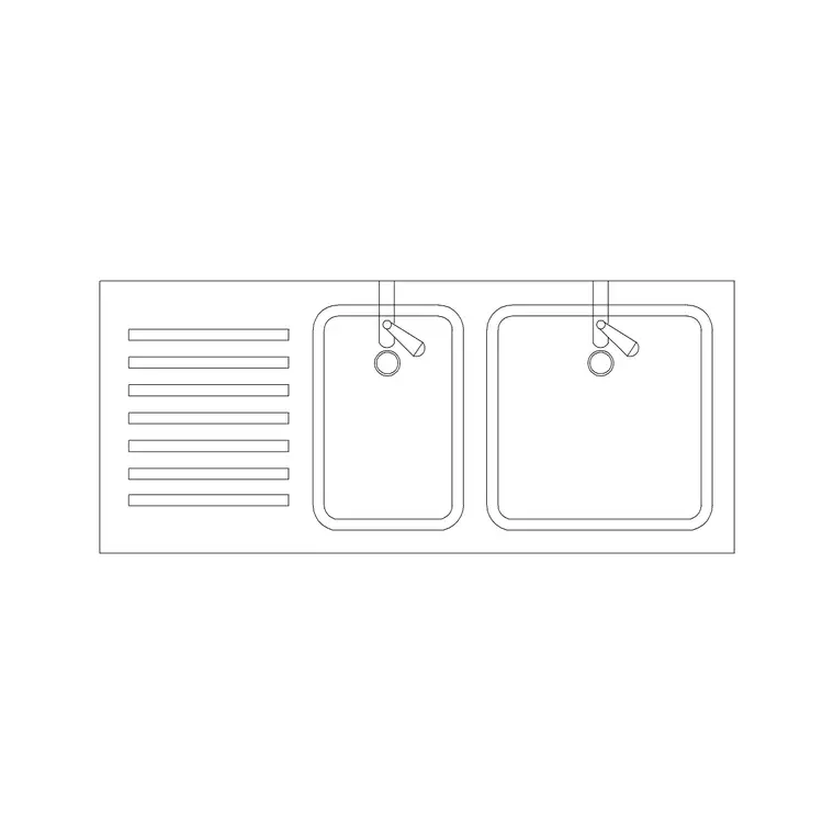 1140mm Sink Double Pv Rec DWG CAD block thumbnail — sinks & faucets drawing
