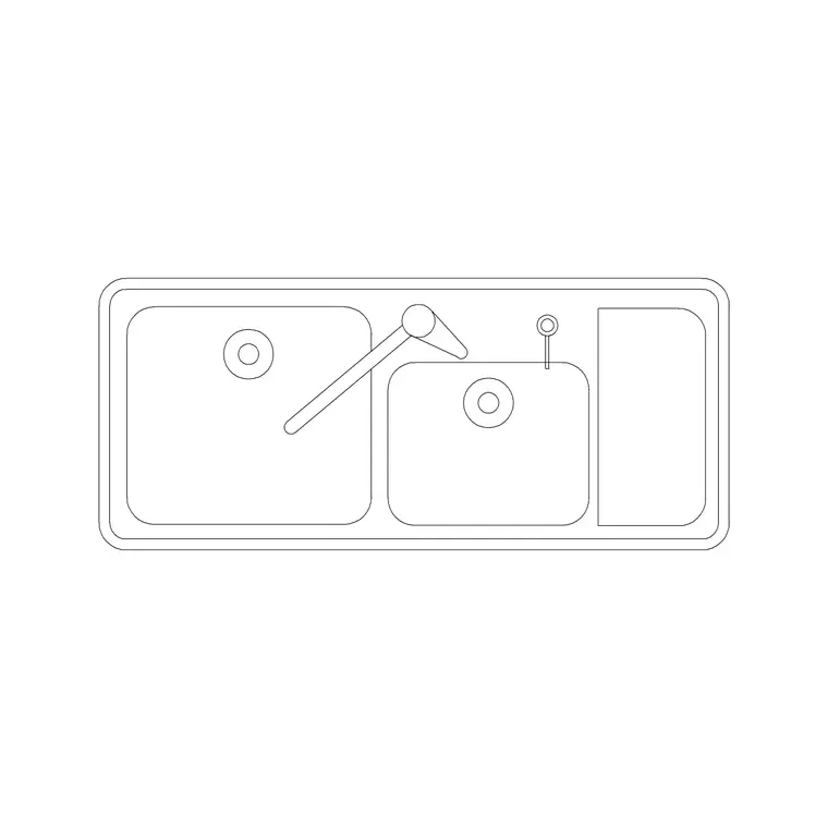 1160mm Sink Double Pv DWG CAD block thumbnail — sinks & faucets drawing