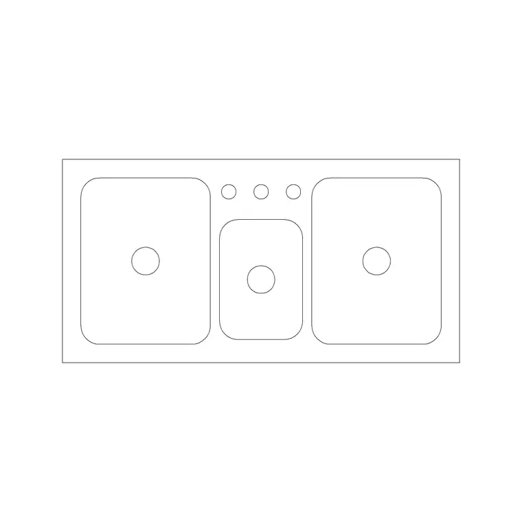 1170mm Sink Triple Pv DWG CAD block thumbnail — sinks & faucets drawing
