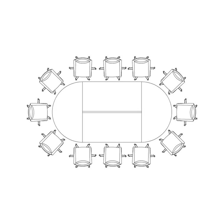 12P Round Sides DWG CAD block thumbnail — office drawing