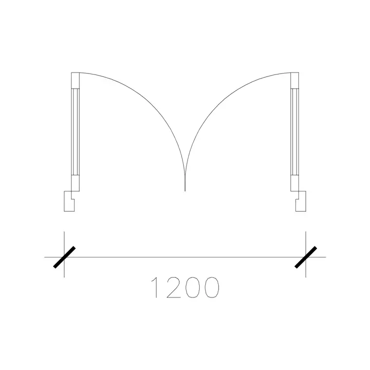 1200 Mm Dd Laminated Door DWG CAD block thumbnail — doors drawing