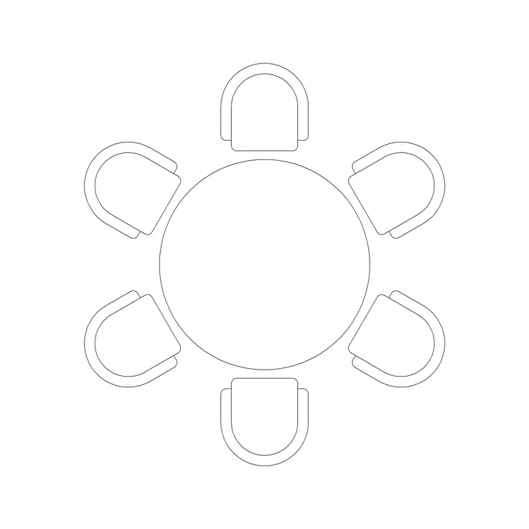 1200mm Dia Table 6P DWG CAD block thumbnail — furniture drawing