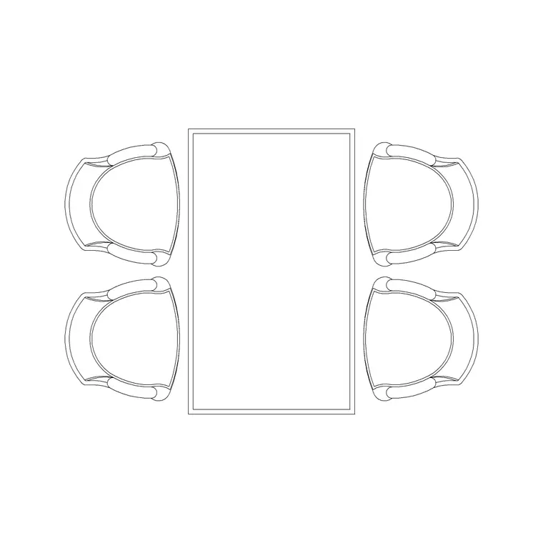 1200mm Table 4P DWG CAD block thumbnail — furniture drawing