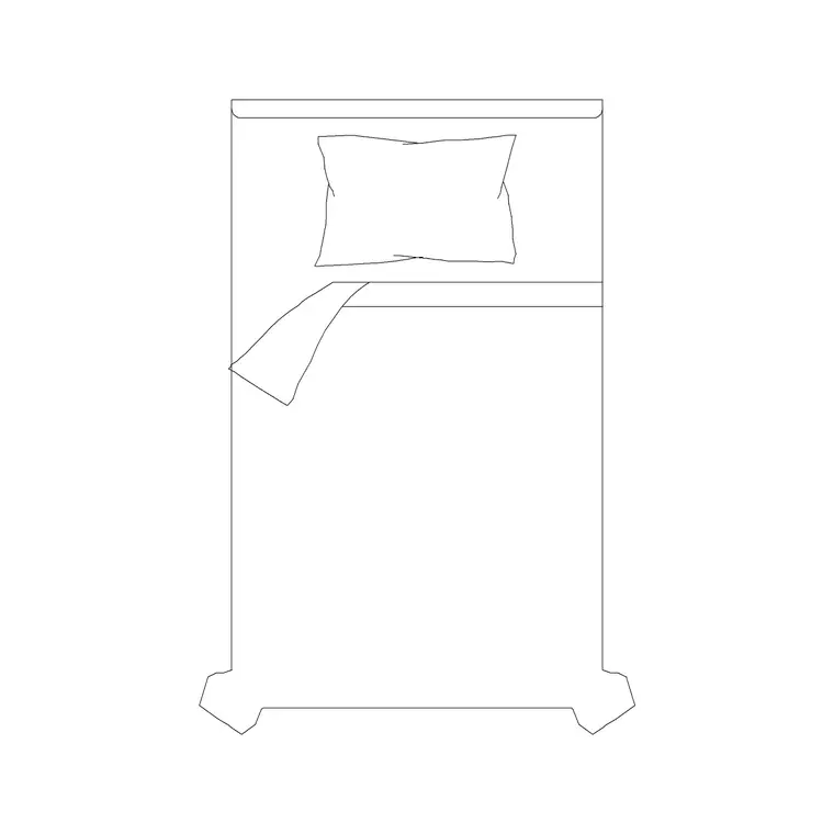 1220X2000 Single Bed Without Side Table DWG CAD block thumbnail — bedroom drawing