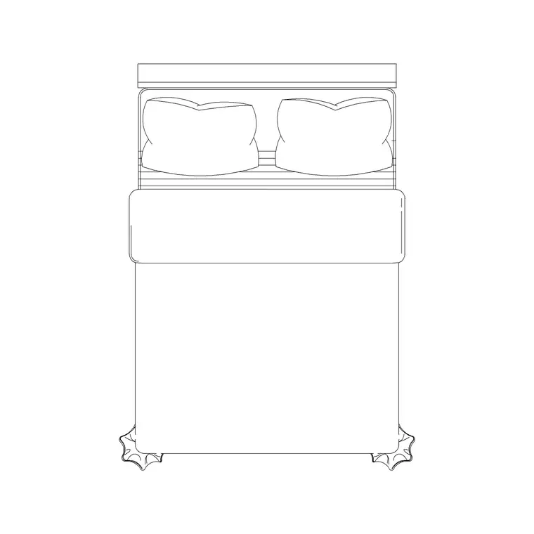 1400X2110 Double Bed DWG CAD block thumbnail — bedroom drawing