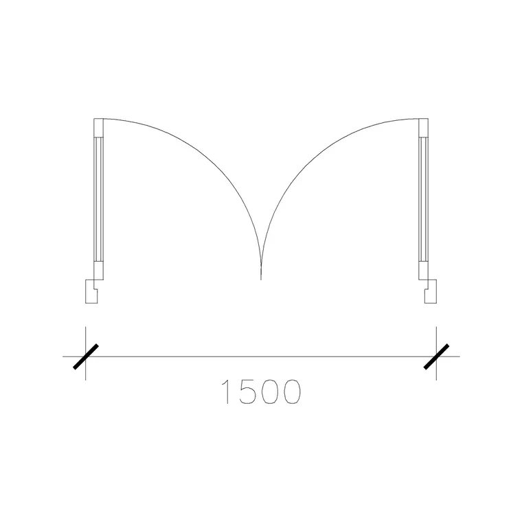 1500 Mm Dd Laminated Door DWG CAD block thumbnail — doors drawing