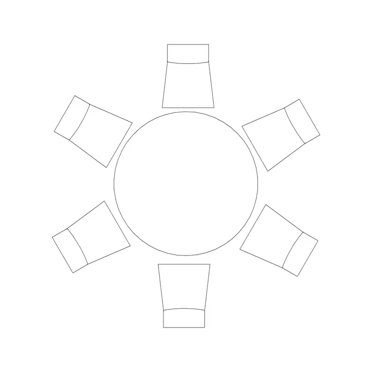 1500mm Diatable 6P DWG CAD block thumbnail — furniture drawing