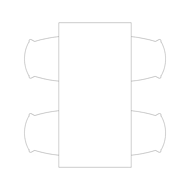 1500mm Table 4P DWG CAD block thumbnail — furniture drawing