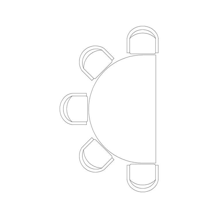 1550 Half Circle Table 5P DWG CAD block thumbnail — furniture drawing