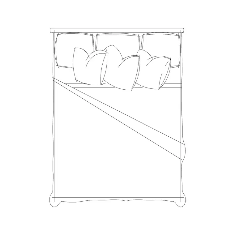 1590x2030 Double Bed Without Side Tables DWG CAD block thumbnail — bedroom drawing