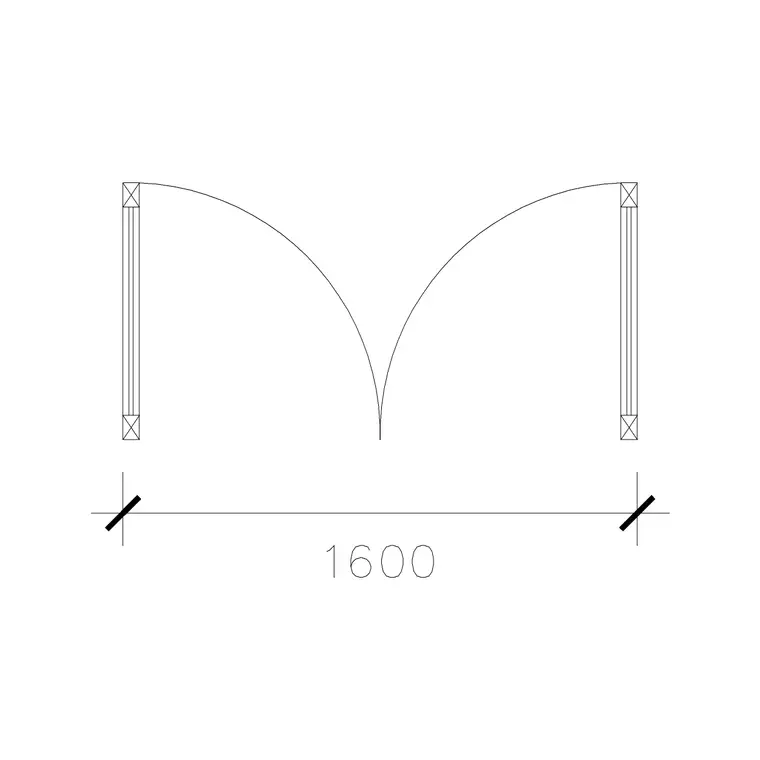 1600 Mm Dd Laminated Door DWG CAD block thumbnail — doors drawing