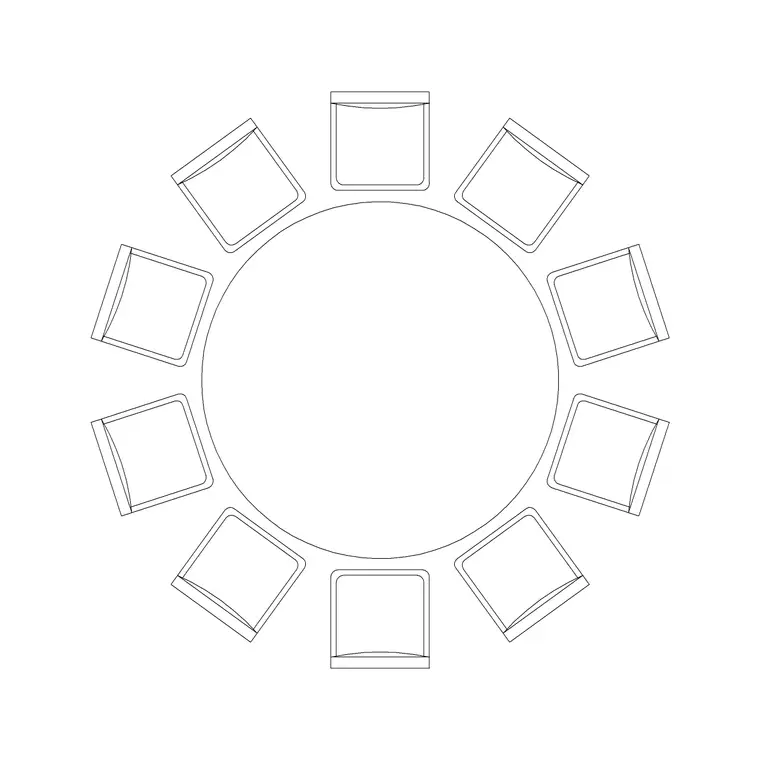 1600mm Dia Table 10P DWG CAD block thumbnail — furniture drawing