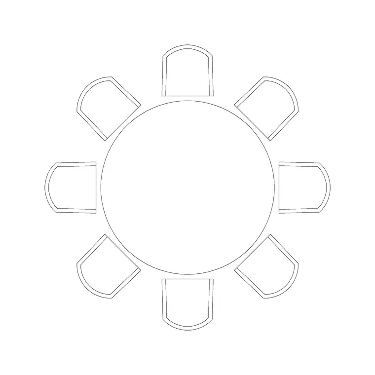 1800mm Dia Table 8P Type A DWG CAD block thumbnail — furniture drawing
