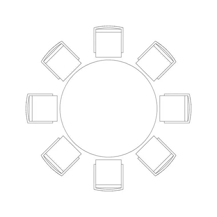 1800mm Dia Table 8P DWG CAD block thumbnail — furniture drawing