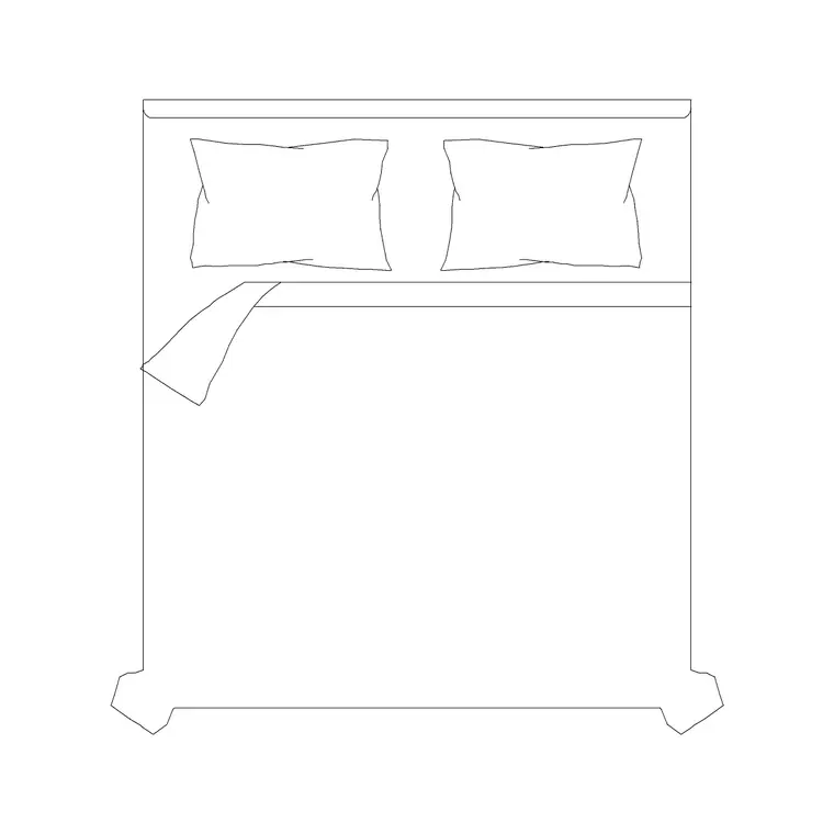 1800x2000 Double Bed Without Side Tables DWG CAD block thumbnail — bedroom drawing