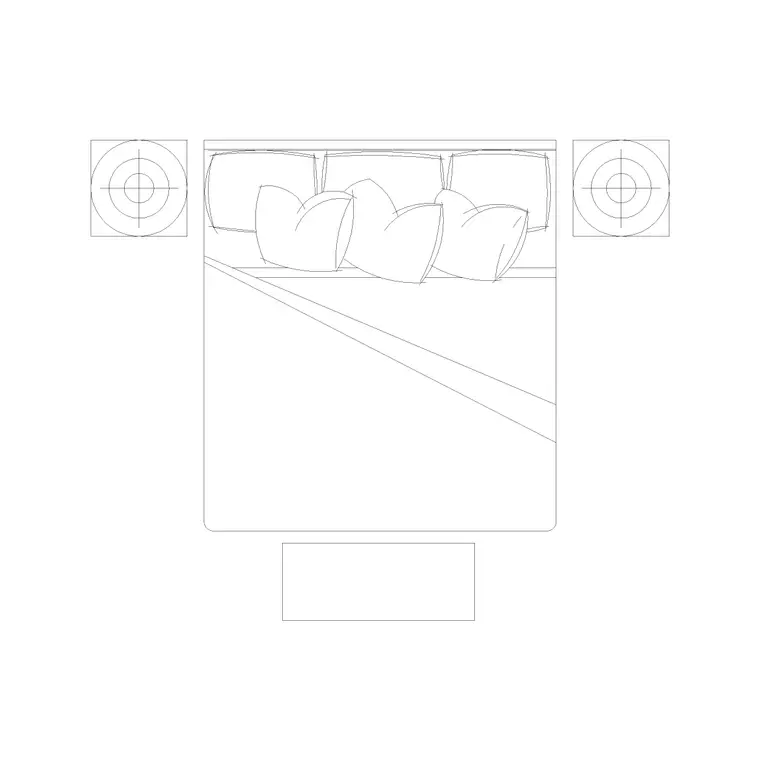 1820X2030 Double Bed With Side Tables & Seti DWG CAD block thumbnail — bedroom drawing