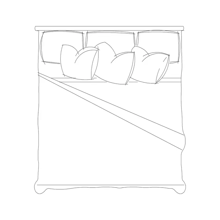 1890X2030 Double Bed Without Side Table DWG CAD block thumbnail — bedroom drawing