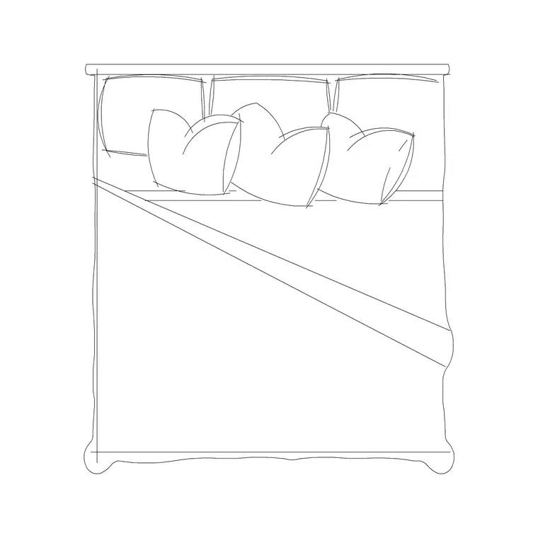 1895X2030 Double Bed Without Side Tables DWG CAD block thumbnail — bedroom drawing