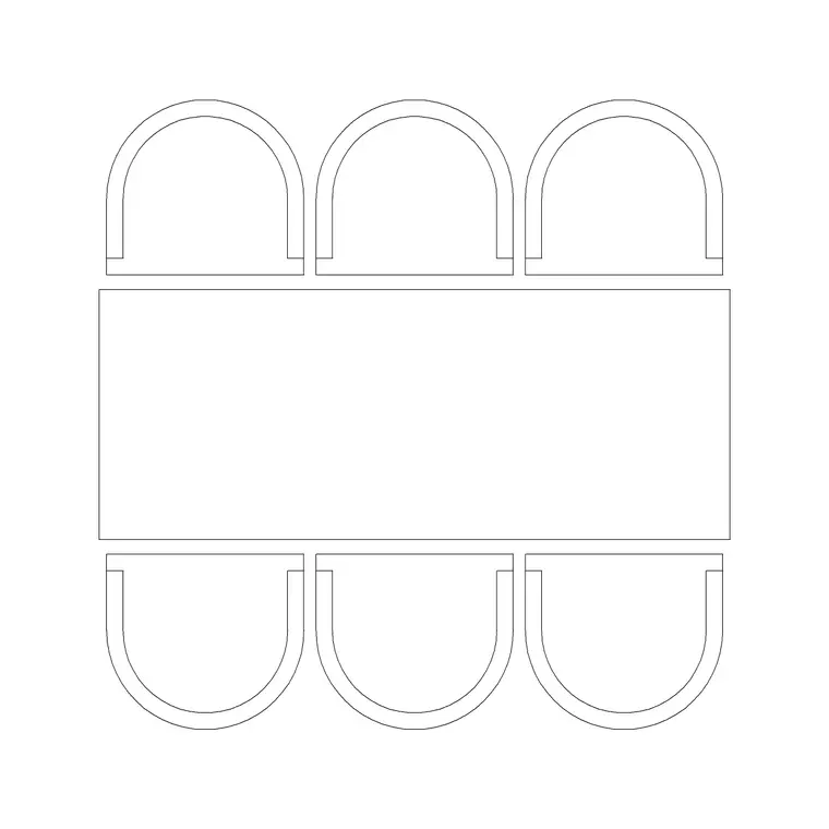 1920mm Table 6P DWG CAD block thumbnail — furniture drawing