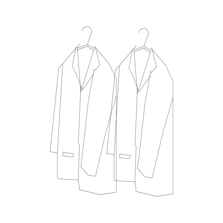 2 Coat Hanged Front DWG CAD block thumbnail — accessories drawing
