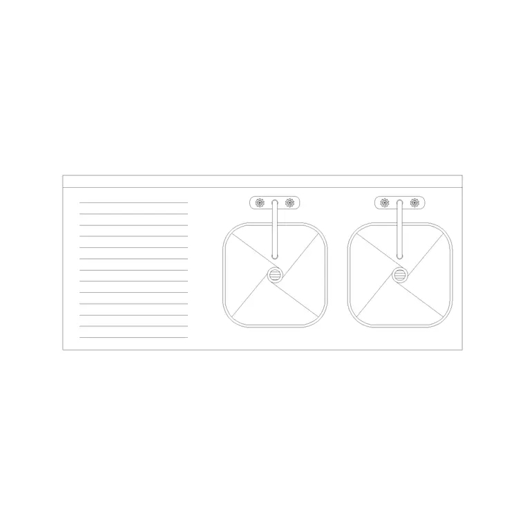 2 Counter Sink With Tray Type D DWG CAD block thumbnail — sinks & faucets drawing