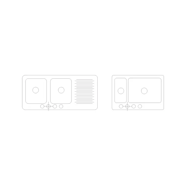 2 Counter Sink DWG CAD block thumbnail — sinks & faucets drawing