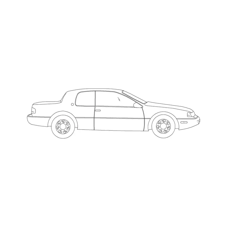 2 Door Sedan Car DWG CAD block thumbnail — vehicles drawing