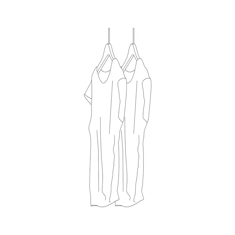 2 Ladies Dress Hanged DWG CAD block thumbnail — accessories drawing