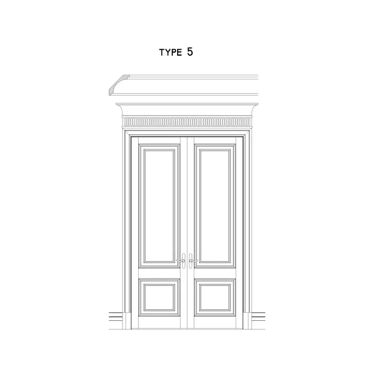 2 Leaf Classical Door DWG CAD block thumbnail — doors drawing