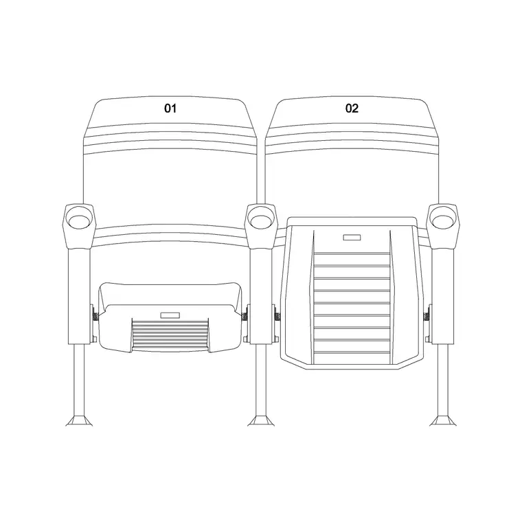 2 Seater Front Ele Type B DWG CAD block thumbnail — furniture drawing