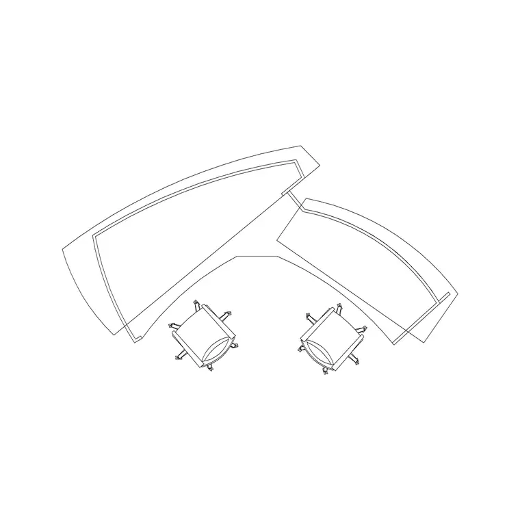 2P Modern Workstation DWG CAD block thumbnail — office drawing