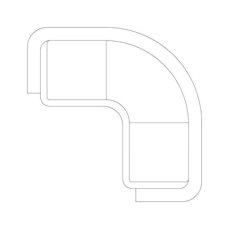 2 Seater Sofa L Shape DWG CAD block thumbnail — furniture drawing
