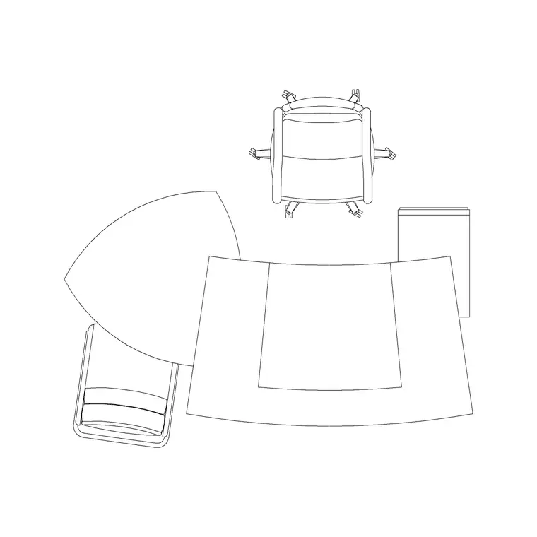 2P Table DWG CAD block thumbnail — office drawing