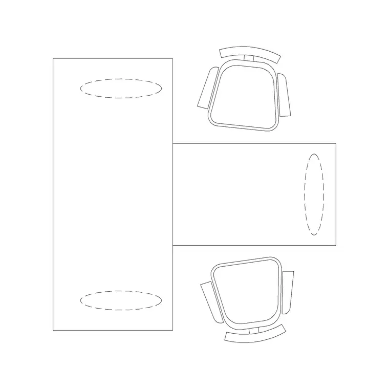 2P Workstation DWG CAD block thumbnail — office drawing