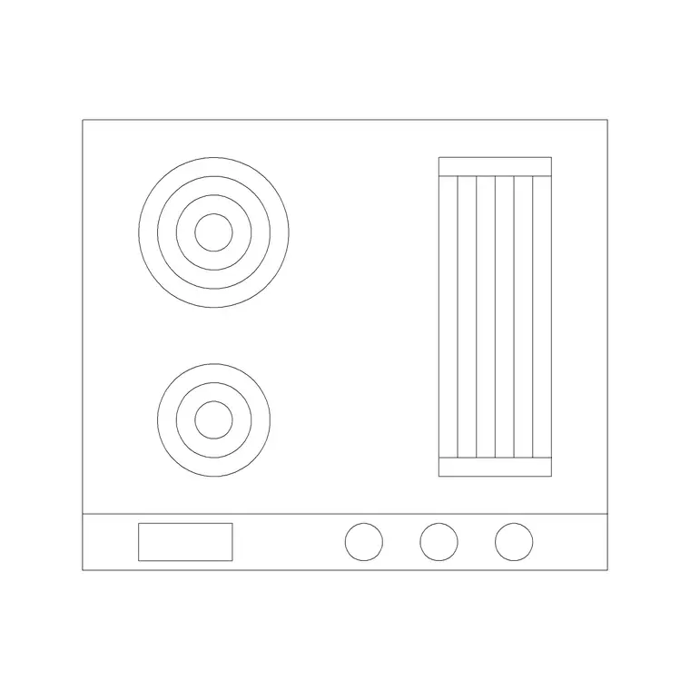2 Stove Burner Classical DWG CAD block thumbnail — kitchen drawing